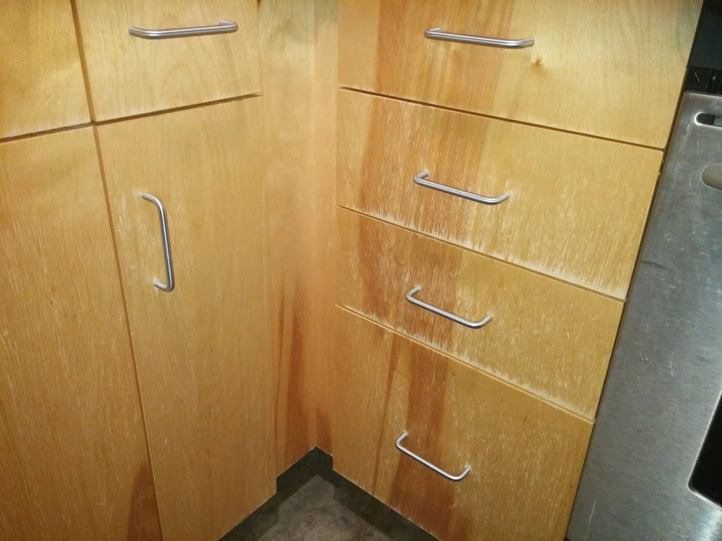 kitchen cabinets before refinishing photo