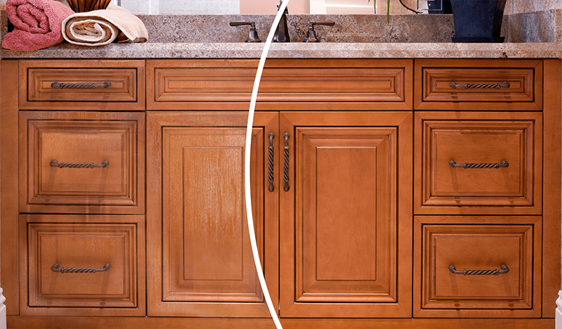 Cabinet refinishing before and after